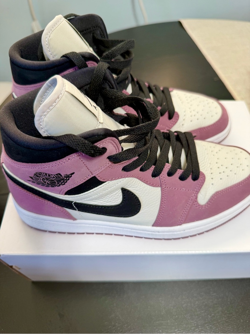 Nike Air Jordan 1 Mid Women’s Sneakers in Pink/Black/White